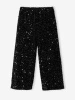 Wijde broek voor meisjes met pailletten zwart