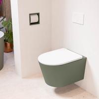 Wandcloset Mondiaz Lavie | Zonder spoelrand | Incl.Toiletzitting-Talc | Keramiek | Army (groen)
