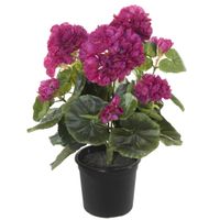 Geranium Kunstbloemen - in pot - fuchsia - H35 cm - thumbnail