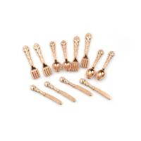 12 stuks/set simulatie keuken voedsel meubelen speelgoed Dollhouse miniatuur accessoires 1:12 vork mes soeplepel servies (Rose goud)