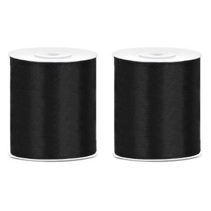 3x Hobby/decoratie zwart satijnen sierlinten 10 cm/100 mm x 25 meter
