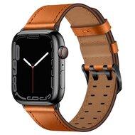 Leren band met twin gesp - Lichtbruin met zwarte gesp - Geschikt voor Apple Watch 44mm / 45mm / 46mm / 49mm Leren band met twin gesp - Lichtbruin met zwarte gesp - Geschikt voor Apple Watch 44mm / 45mm / 46mm / 49mm