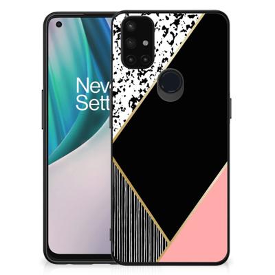 OnePlus Nord N10 5G Backcover Zwart Roze Vormen