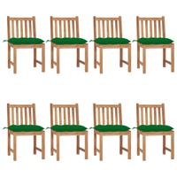 Tuinstoelen 8 st met kussens massief teakhout