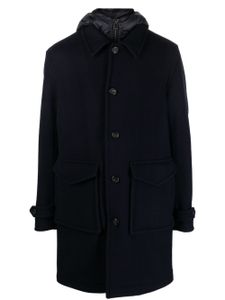 Woolrich manteau boutonné à capuche - Bleu