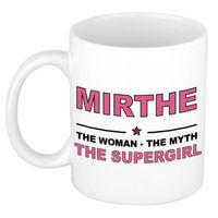 Naam cadeau mok/ beker Mirthe The woman, The myth the supergirl 300 ml - Naam mokken - thumbnail