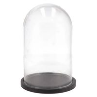 DK Design Decoratie stolp - glas - houten zwart plateau - D17 x H25 cm   - - thumbnail