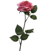 Kunstbloem Roos Dijon - 64 cm - roze - zijde kunstbloemen - Boeket - stelen - rozen