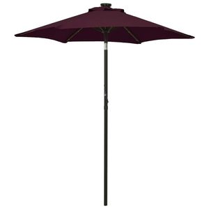 vidaXL Parasol met LED-verlichting 200x211 cm aluminium bordeauxrood