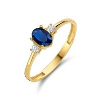 Ring Halo geelgoud-synth.saffier-zirconia blauw-wit 6 mm