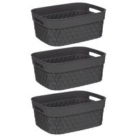 5Five Opbergmand/box van kunststof - 3x - grijs - 25 x 33 x 13 cm - 8.5 liter