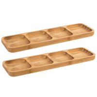 2x stuks bamboe houten serveerplankjes/borrelplankjes/sausplankjes 33 x 10 cm