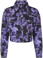 Philipp Plein veste crop en jean à fleurs - Noir