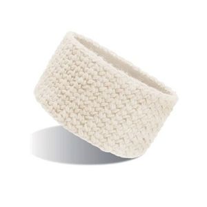 Gebreide winter hoofdband beige voor dames   -