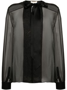 Saint Laurent chemise en soie à effet de transparence - Noir