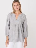 Losse linnen blouse met ruitjespatroon