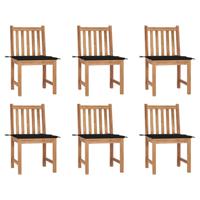 Tuinstoelen 6 st met kussens massief teakhout