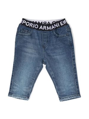 Emporio Armani Kids jean slim à bande logo - Bleu