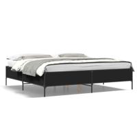 Bedframe bewerkt hout metaal zwart 180x200 cm
