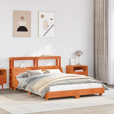 Bedframe zonder matras massief grenenhout wasbruin 160x200 cm