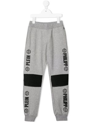 Philipp Plein Junior pantalon de jogging à logo imprimé - Gris