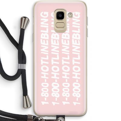 Hotline bling pink: Samsung Galaxy J6 (2018) Transparant Hoesje met koord