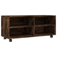 The Living Store TV-meubel met wieltjes - Gerookt eiken - 90 x 35 x 35 cm