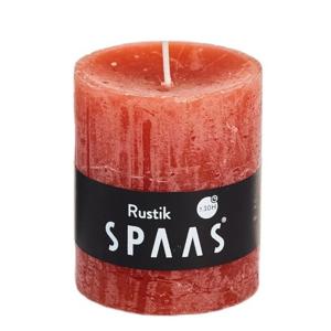 Spaas rustieke cilinderkaars/stompkaars - 1x - oranje - 7 x 8 cm - 30 branduren