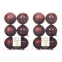 12x stuks kunststof kerstballen mahonie bruin 8 cm glans/mat