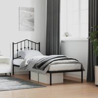 Bedframe met hoofdbord metaal zwart 90x200 cm