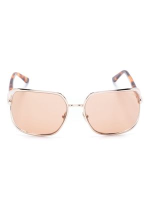 TOM FORD Eyewear lunettes de soleil à monture oversize en métal - Marron