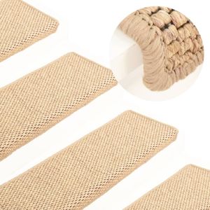 Trapmatten zelfklevend 15 st sisal-look 65x21x4 cm lichtbeige