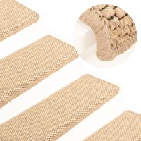 Trapmatten zelfklevend 15 st sisal-look 65x21x4 cm lichtbeige - thumbnail