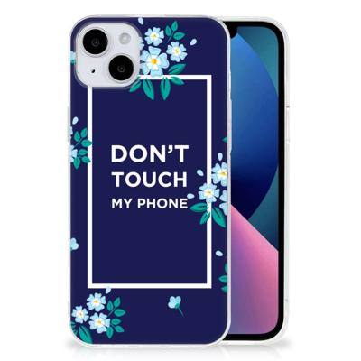 iPhone 15 Plus Silicone-hoesje Flowers Blue DTMP