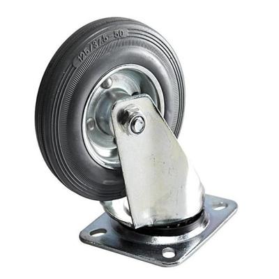 Benson Zwenkwieltje - 2x - rubber zwart - 125 mm - draagkracht 100 kg
