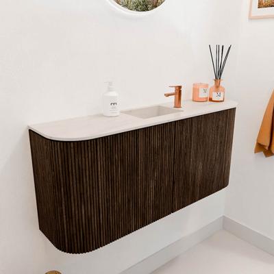 Toiletmeubel Mondiaz Joya Dlux | 93.2 cm | Meubelkleur Walnut | Faye wastafel Meli Wasbak Midden | 1 kraangat