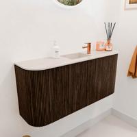 Toiletmeubel Mondiaz Joya Dlux | 93.2 cm | Meubelkleur Walnut | Faye wastafel Meli Wasbak Midden | 1 kraangat