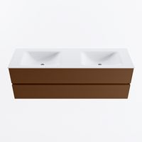 MONDIAZ VICA 150cm badmeubel onderkast Rust 2 lades. Wastafel CLOUD dubbel 2 kraangaten, kleur Talc.