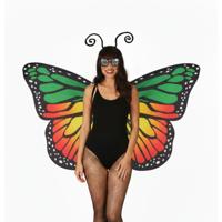 Verkleed vlinder set - rood/groen - voor dames - Carnavalsaccessoires