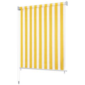 vidaXL Rolgordijn voor buiten 140x230 cm geel en wit gestreept