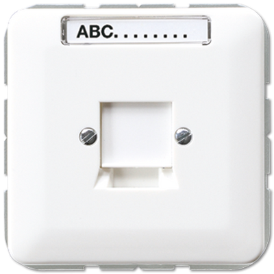 Jung CD500 RJ45 inbouwset 1-voudig met draagframe en inzetplaat creme