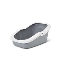 SAVIC ASEO Grijs met witte rand - open kattenbak - 56x39x27,5 cm - 1 st.