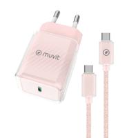 Wandlader + USB-Kabel-C Muvit for Change Glass GaN Roze