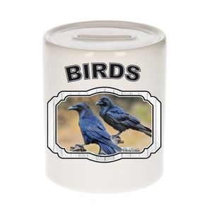 Dieren raaf spaarpot - birds/ vogels spaarpotten kinderen 9 cm