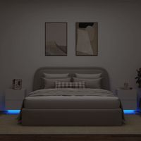 Nachtkastjes met LED-verlichting 2 st bewerkt hout wit