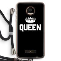 Queen zwart: Motorola Moto Z Force Transparant Hoesje met koord