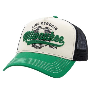 King Kerosin Milwaukee Trucker Pet Groen & Gebroken Wit & Zwart