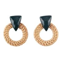 Rotan houten Vintage handgemaakte Dangle Oorbellen (groen)
