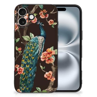 iPhone 16 Dierenprint Telefoonhoesje Pauw met Bloemen