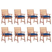Tuinstoelen 8 st met kussens massief acaciahout